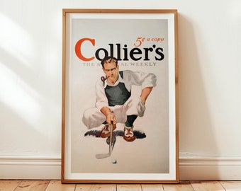 Vintage Golf Art Poster: Retro Golfer Print, Gift for Dad