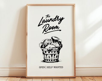 Laundry Room 'Help Wanted' Art Print, Funny Utility Room Decor