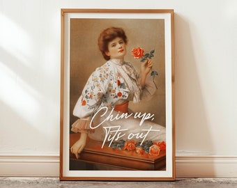 Funny Woman Bathroom Art Print, Vintage Toilet Humor Decor (Digital Download)