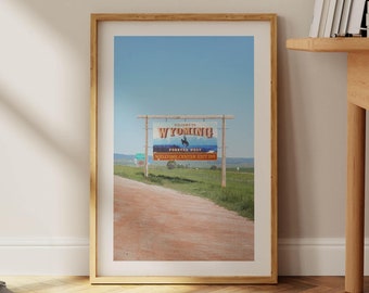Travel Snapshot Wyoming Print Wyoming Art Wall Decor Welcome Sign Wyoming Wall Art Gift For Traveler Outdoorsy US Rustic Scenery