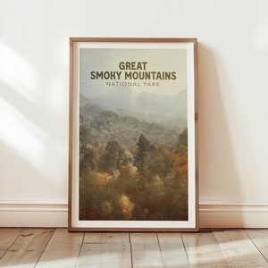 SMOKY MOUNTAINS impression parc national affiche vintage parcs nationaux estampes art voyage décoration extérieur art mural cadeau pour ami