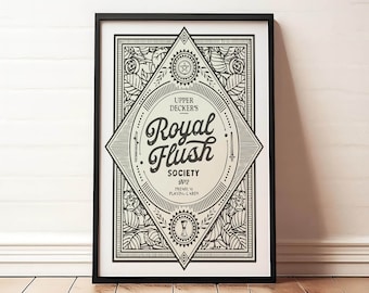 Funny Bathroom Art Poster Print Royal Flush Vintage Style Wall Art Toilet Humor Restroom Decor Digital Download Printable Art Amusing Gift