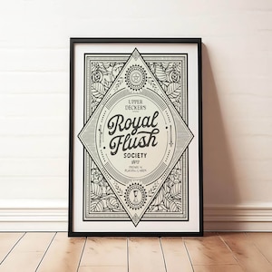 Grappige badkamer poster print Royal Flush vintage stijl speelkaart muur kunst toilet humor toilet decor grappig cadeau voor hem of haar