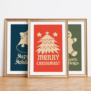 Retro Christmas Art Prints Holiday Christmas Season Poster Set of 3 Kitchen Wall Art Christmas Home Decor Kitchen Decor Fun Holiday Gifts