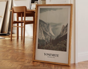Rustic Yosemite National Park Poster | Country Travel Print | MidCentury Modern Art | Minimalist Decor | Vintage Style Wall Art | Gift