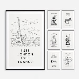 Grappige retro badkamerprints: grappige muurkunstset (11 x 17)