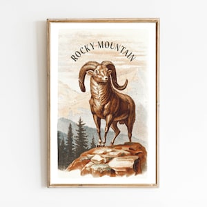 Rocky Mountain Print Vintage National Park Poster Retro Travel Decor Colorado Outdoorsy Wall Art Gift For Traveler