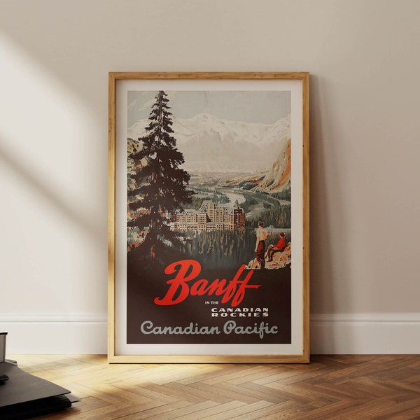 Banff Travel Print Retro Banff Art Canada Wall Art Pacific Coast Travel Poster Canadian Rockies Gift for Dad Outdoorsy Wall Decor