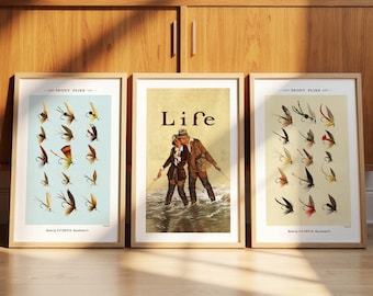 Bespoke Fishing Prints | Retro Outdoors Art, Set of 3