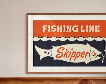 Retro Fishing Print Gift for Fisherman Fishing Tackle Art Poster Fish Lure Print Outdoorsy Decor Angler Artwork Fishing Dad Gift