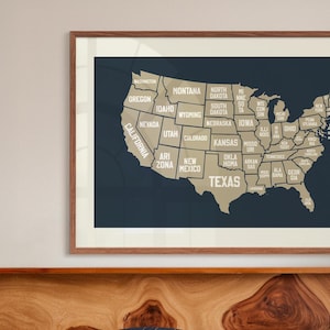 Impressão de mapa retrô dos EUA, pôster de arte dos Estados Unidos, decoração de parede do mapa dos Estados Unidos, presente de arte de parede retrô dos Estados Unidos para viajantes, decoração de quarto infantil