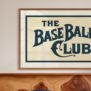 Retro Baseball Club Print Baseball Art Poster Sports Wall Art Retro Sports Gift for Baseball Fan Office Wall Decor