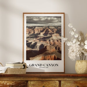 Impresión rústica del Parque Nacional del Gran Cañón / Cartel de viajes por el campo / Arte escénico de la pared de los Estados Unidos / Decoración minimalista moderna / Regalo para un amigo