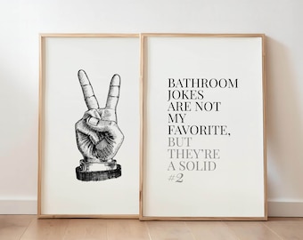 Funny Bathroom Art Prints Set of 2 Bathroom Posters Bathroom Wall Art Decor Toilet Humor Bathroom Quotes Wall Hangings