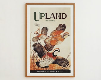 Impresión de caza retro: arte de aves de las tierras altas, decoración de cabañas al aire libre
