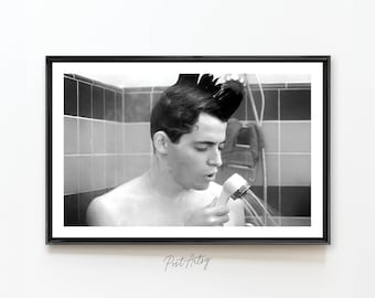 Funny Bathroom Art Movie Poster Print Ferris Shower Scene 80s Film Wall Decor Digital Oil Painting Humorous Wall Art Amusing Gift