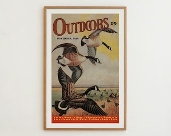 Vintage Outdoorsy Wall Art Poster Print Retro Hunting Fishing Travel Sports Wall Art Dad Gift For Him