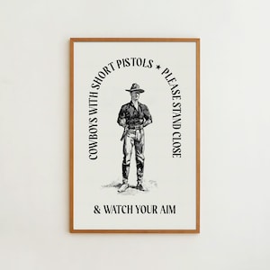 Bathroom Cowboy Art Print Bathroom Wall Decor Guest Bathroom Western Style Poster Digital Download Printable Art Mens Funny Bathroom Sign