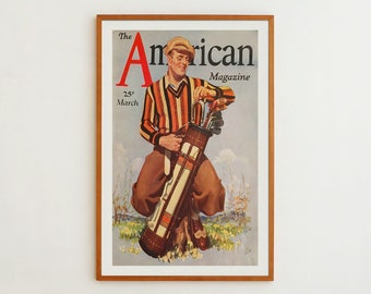 American Golf Print Vintage Golfing Art Poster Golf Wall Decor Golfing Artwork Outdoorsy Golf Gift for Dad Outdoor Sports Wall Prints