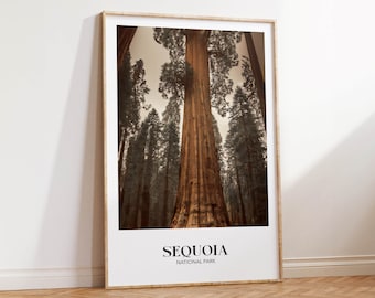 Rustic Sequoia National Park Poster Country Travel Print Digital Download Printable Art  Minimalist Decor Vintage Style Wall Art Gift