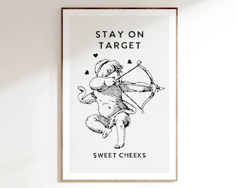 Funny Valentine's Bathroom Print, Cupid Humor Art (11x17 Inch)