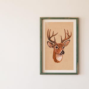Old Time Deer Print Gift for Hunter Art Retro Hunting Art Poster Deer Wall Decor Deer Artwork Outdoorsy Wall Art Hunting Dad