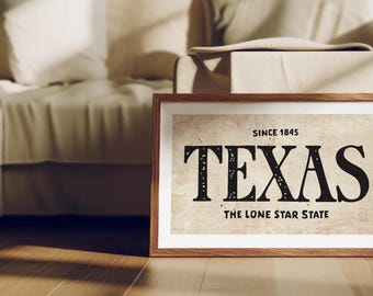 Retro Texas Art Print Lone Star State Texas Poster Texas Wall Decor Retro United States Wall Art Gift For Traveler or Texan