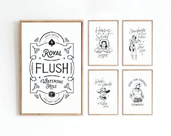 Set di stampe da bagno da cowboy, arredamento per la casa in stile western