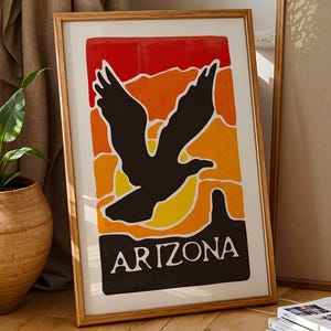 Retro Arizona Reise-Druck Arizona Kunst Wand-Dekor Vintage Arizona Poster Phoenix-Wand-Kunst-Geschenk für Arizonans Outdoorsy-Wand-Dekor