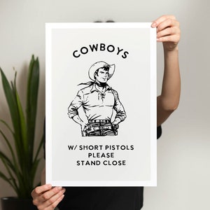 Cowboy Bathroom Print Funny Bathroom Wall Art Bathroom Poster Western ...