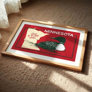Minnesota Loon Print: Retro North Star State Poster Outdoors Wall Art image 5
