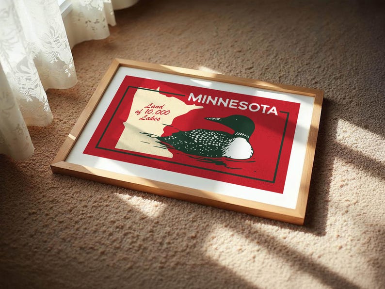 Minnesota Loon Print: Retro North Star State Poster Outdoors Wall Art image 5