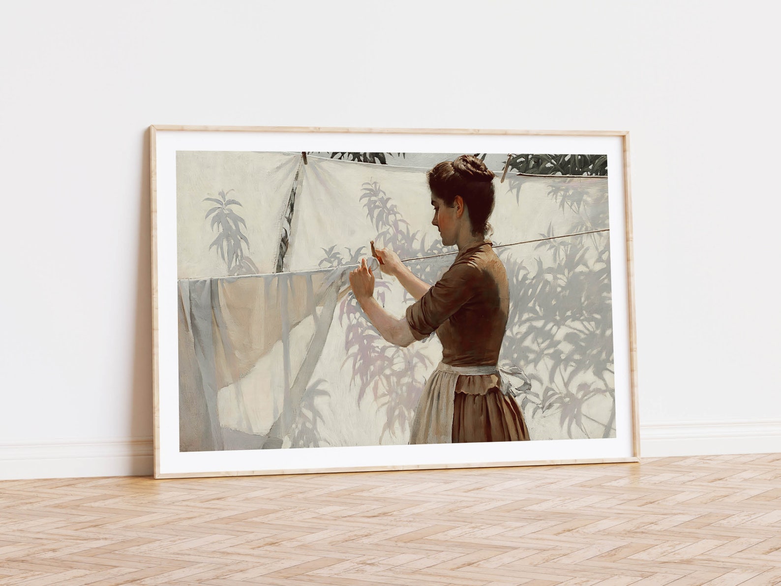 Farmhouse Laundry Room Art Print, Vintage Clothesline Painting (11x17 ...