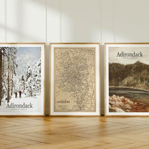 Stampe artistiche retrò Adirondack: decorazioni murali all'aria aperta di New York - Set di 3