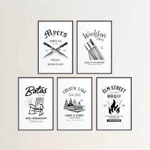 Killer Kitchen Art Horror Movie Prints Set of 5 Mix + Match Nightmare Kitchen Wall Decor Halloween Kitchen Dining Horror Gift for Home ALL 5 PRINTS