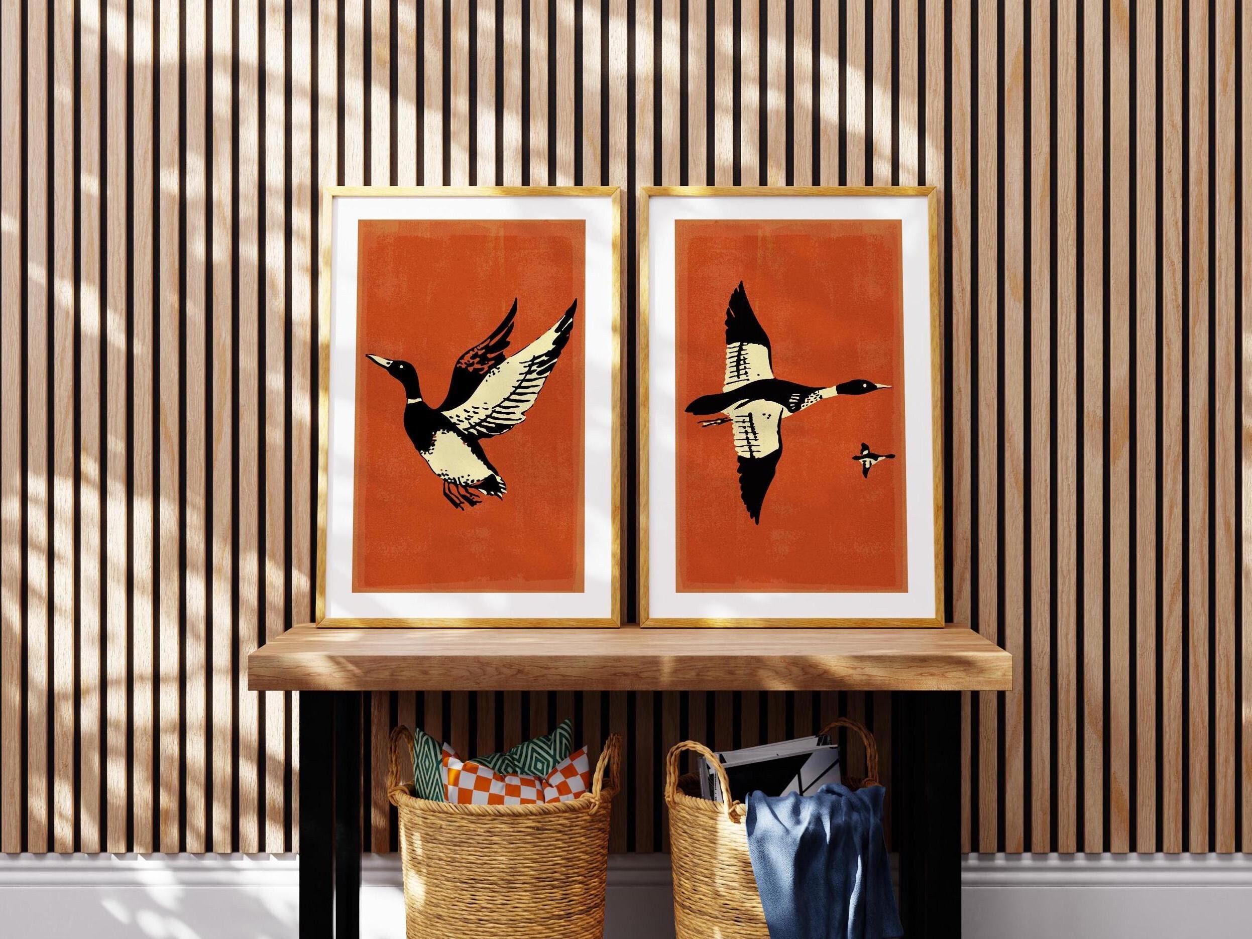 Retro Mallard Art Prints Bird Hunting Posters Set of 2 Outdoorsy Wall Prints Home Office Decor Nature Wall Art Hunting Gift for Him