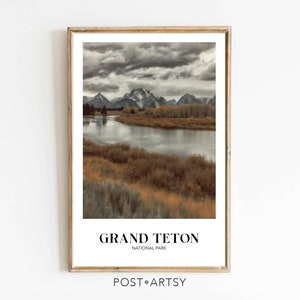 GRAND TETON National Park Poster | Tetons Reisedruck | MidCentury Modern Kunst | Minimalistisches Dekor | Vintage-Stil Wandkunst | Geschenk für Freund