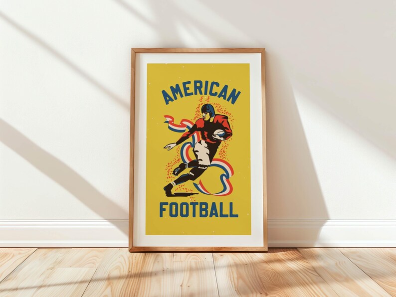 Retro Football Art Print, Vintage Sports Poster (11x17 Inch) - Etsy