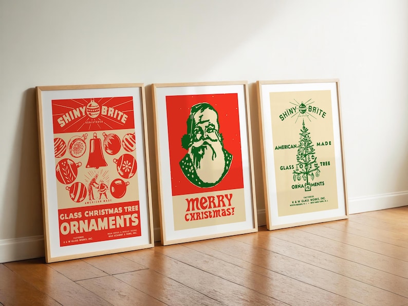 Retro vakantie kunstafdrukken kerst kunstposter set van 3 kerst muurafdrukken retro kerst decor keuken decor vakantie feest cadeau voor thuis ALL 3 PRINTS