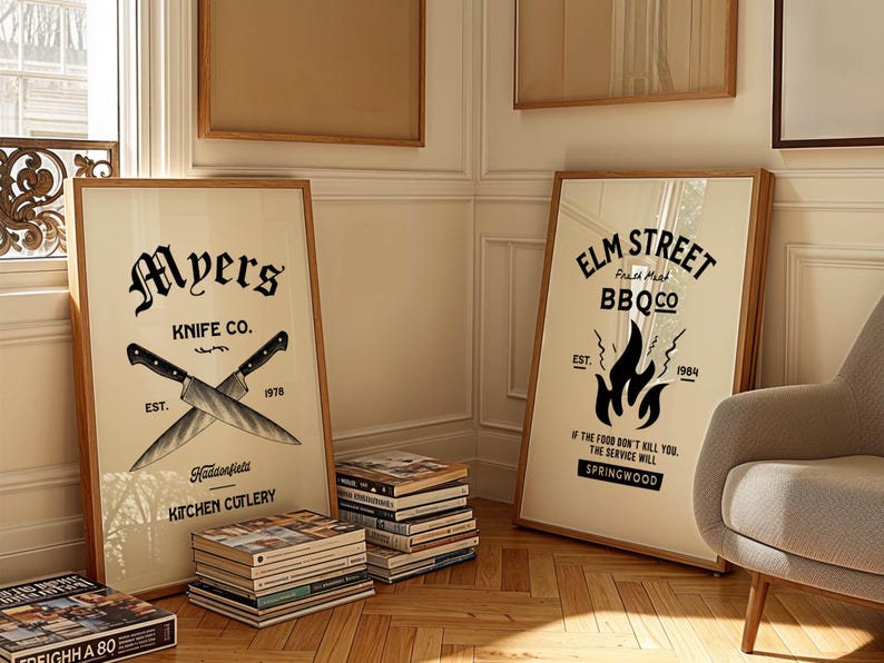 Killer Kitchen Art Horror Movie Prints Set of 5 Mix + Match Nightmare Kitchen Wall Decor Halloween Kitchen Dining Horror Gift for Home image 4