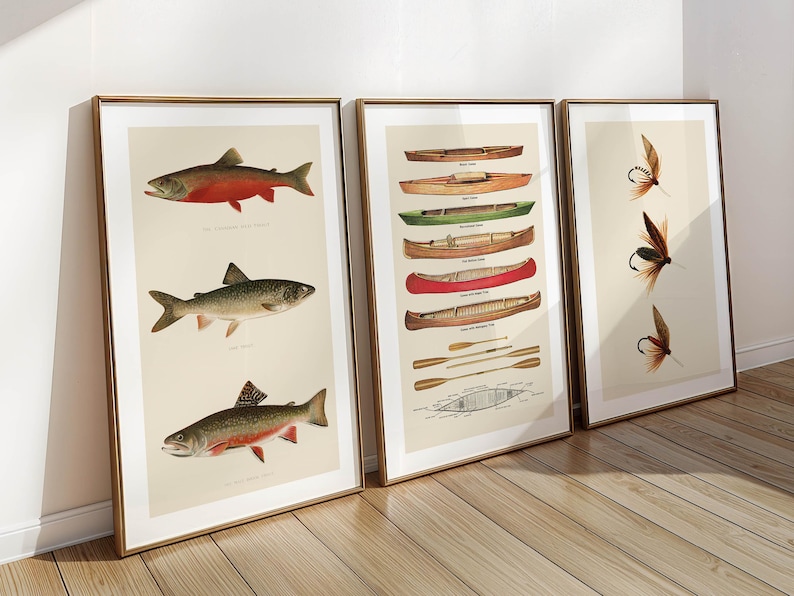 Retro Fiskekonsttryck: Väggdekorationer för utomhusbruk, set om 3 bild 3