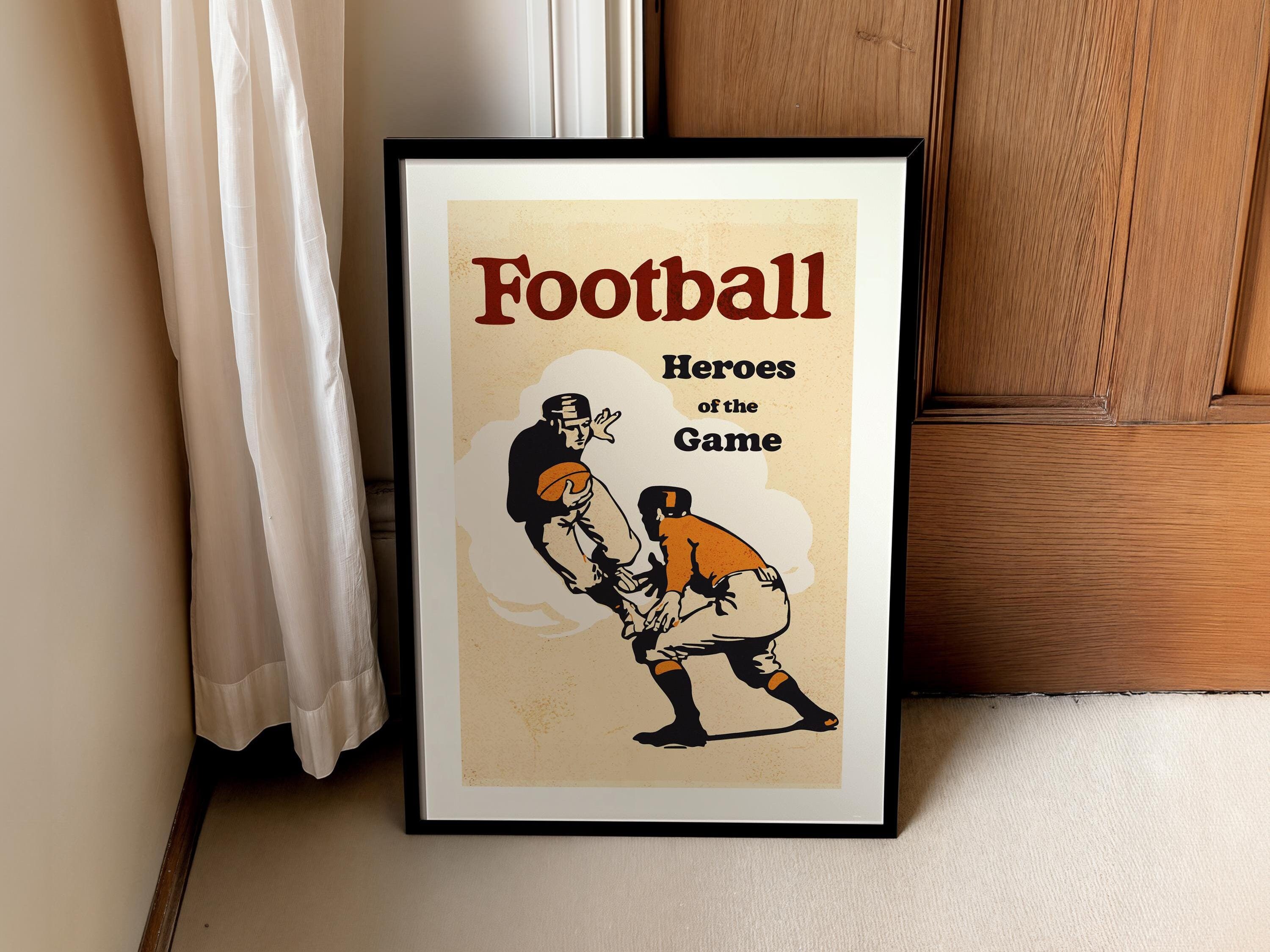 American Football Print Retro Football Gift for Sports Fan Vintage Football Art Poster Sports Wall Art Home Office Sports Decor