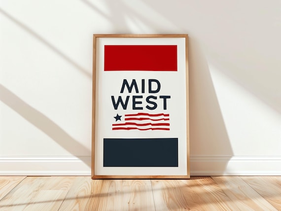 Midwest Travel Print Midwest Art Wall Decor Retro Midwest Poster America Wall Art United States Gift For Traveler Outdoorsy Wall Decor