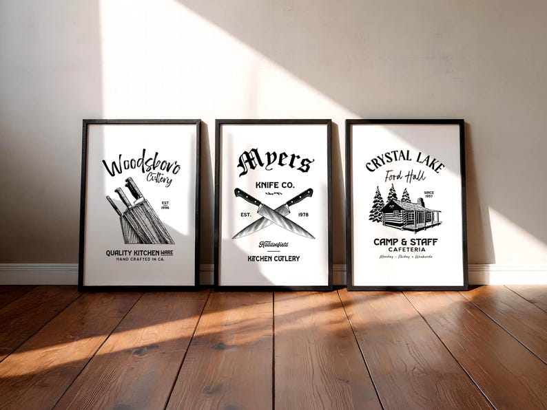 Killer Kitchen Art Horror Movie Prints Set of 5 Mix + Match Nightmare Kitchen Wall Decor Halloween Kitchen Dining Horror Gift for Home image 1