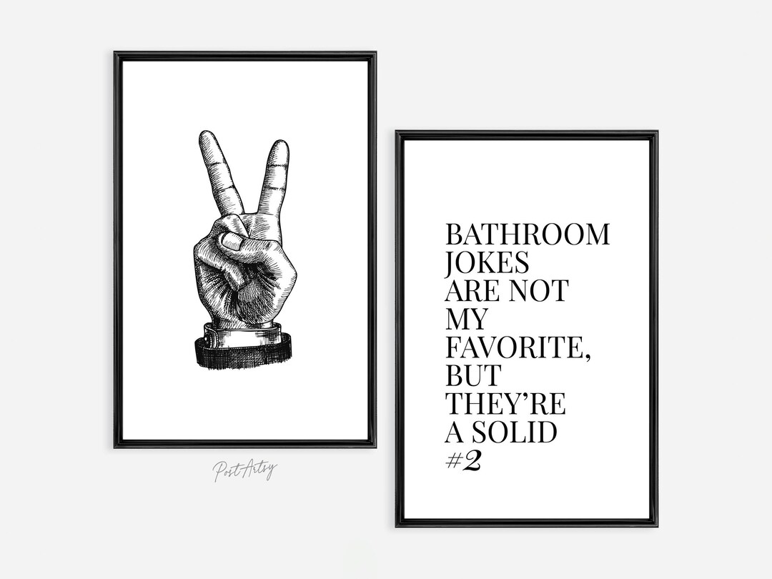 Funny Bathroom Art Prints Set Of 2 Bathroom Posters Bathroom Wall Art 