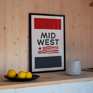 Midwest Travel Print Midwest Art Wall Decor Retro Midwest Poster America Wall Art United States Gift For Traveler Outdoorsy Wall Decor image 2