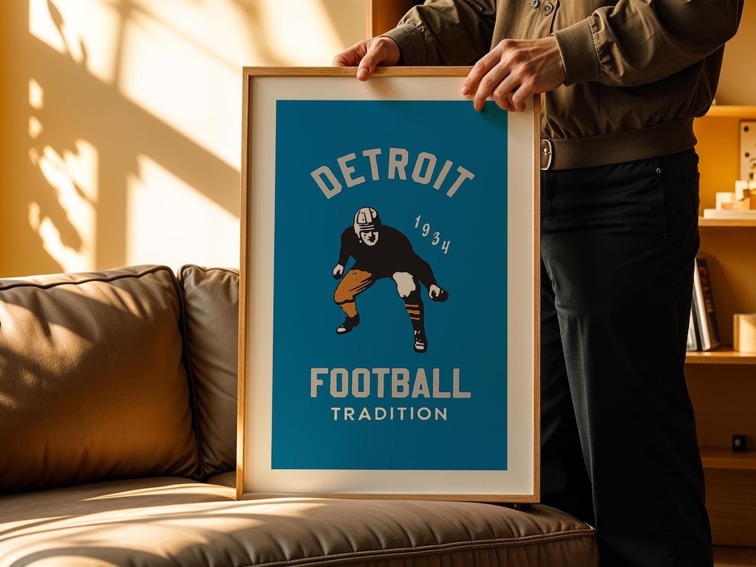 Detroit Sports Print Retro Football Art Poster Sports Team Wall Decor ...