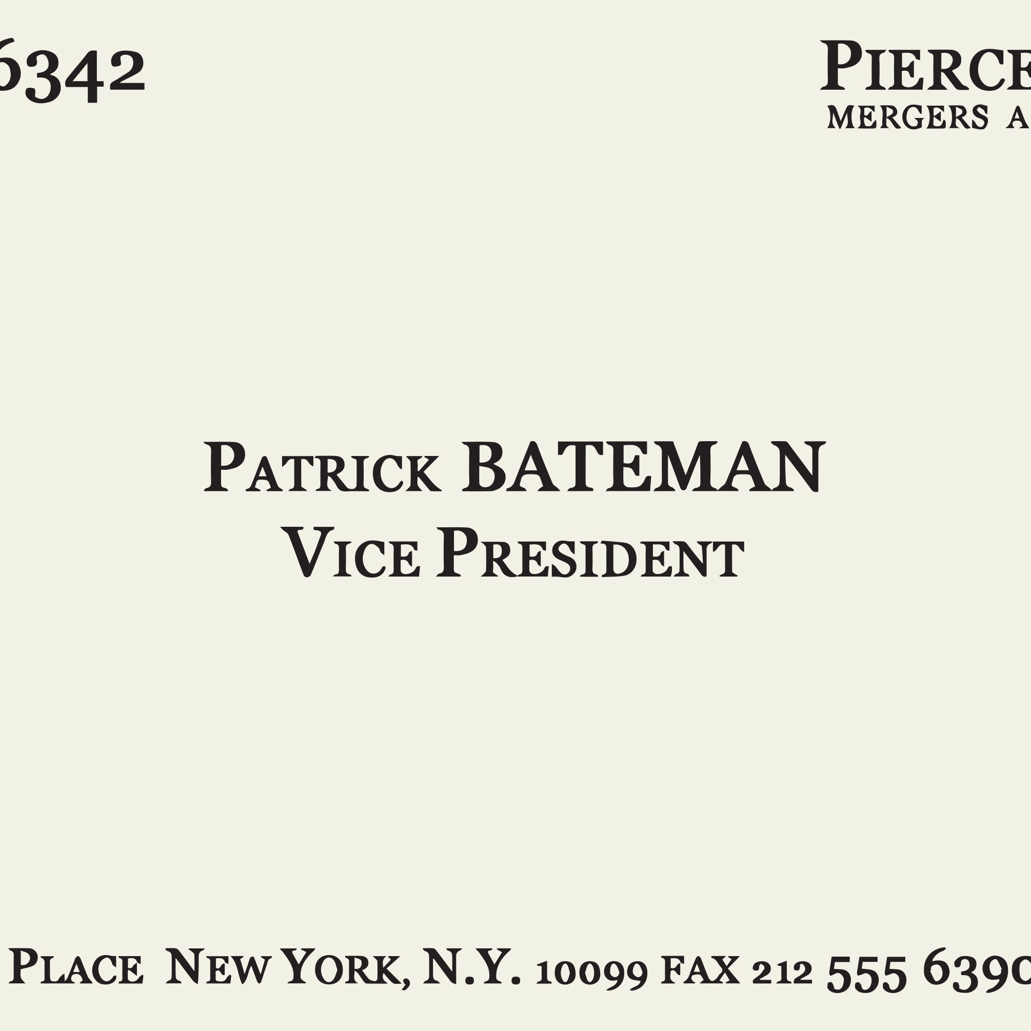 Patrick Bateman Business Card American Psycho Business Card 3D Art