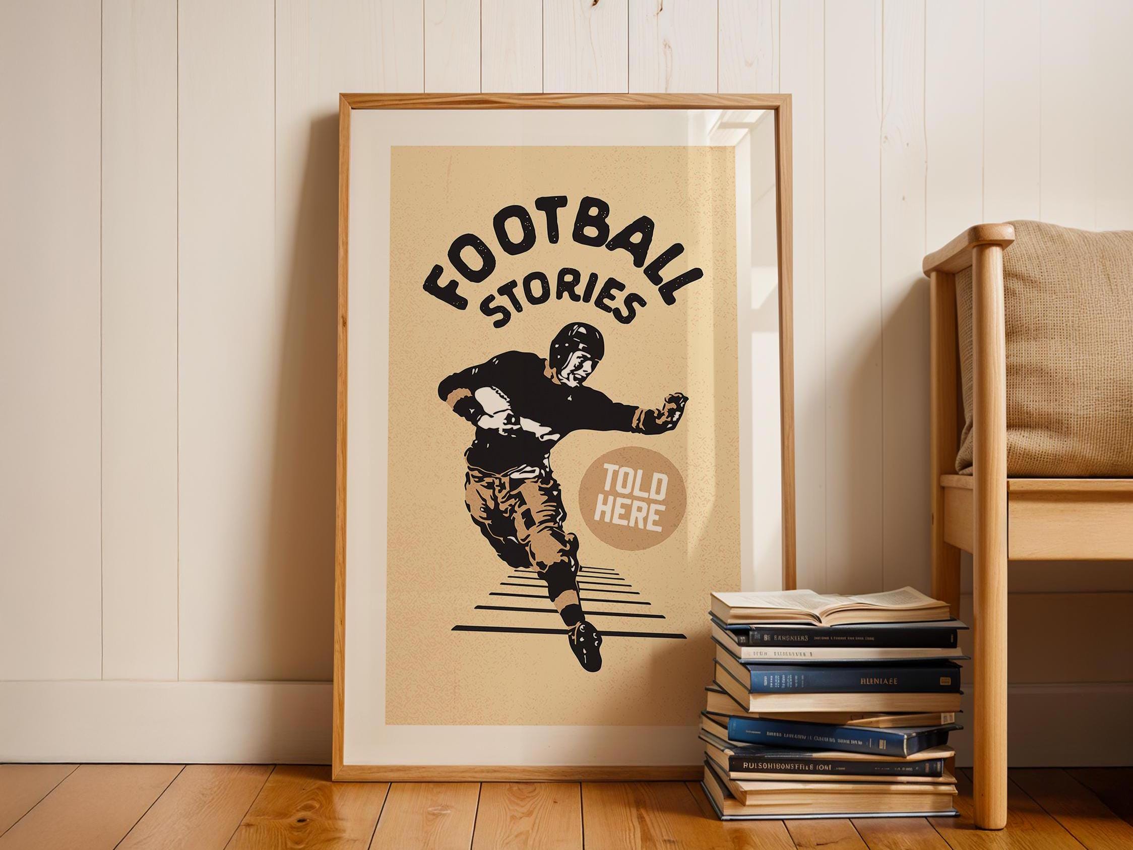 Retro Football Art Print, American Football Throwback Poster - Etsy