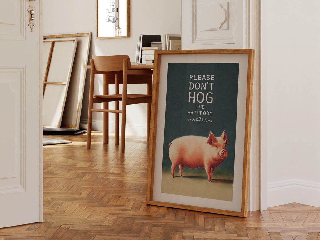 Quadro Su Tela Con Maialino Nella Vasca Da Bagno - Stampa Artistica Moderna Per Parete, Decorazione Rustica Per La Casa